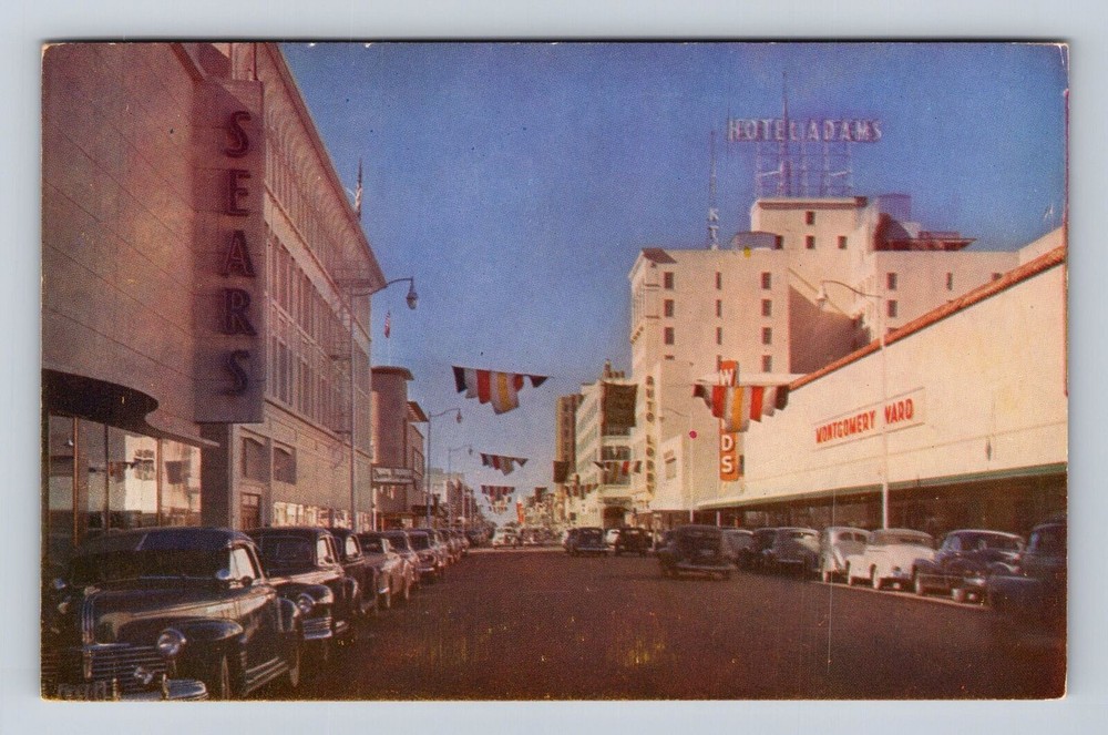 Phoenix AZ-Arizona, West On Adams Street, Advertisement, Vintage Postcard