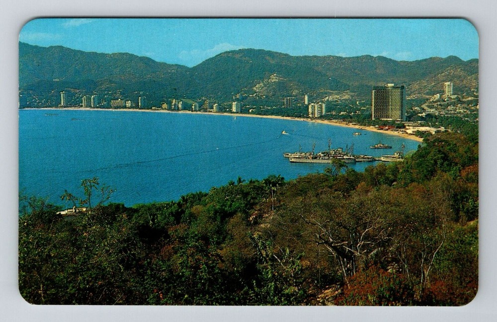 Acapulco-Mexico, Hotel Plaza Intl, Part of the Bay, Vintage Postcard