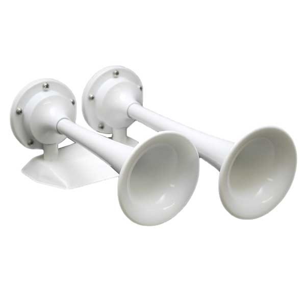 AFI Boat Dual Air Horn 20150 | Full Blast Trumpet 12 Volt Epoxy White