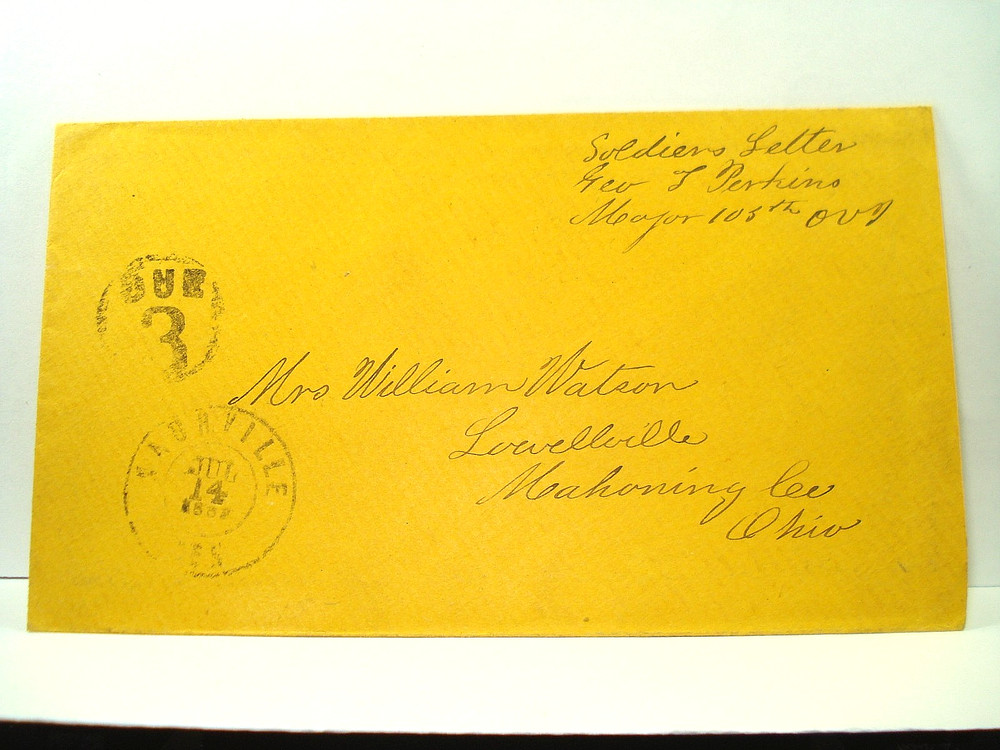 Civil War 105TH OHIO INFANTRY Major GEORGE TOD PERKINS Cover NASHVILLE TENNESSEE