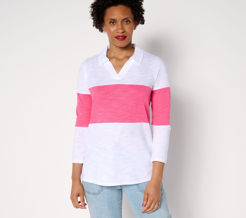 Gloria Vanderbilt Women's Top Sz L Pop of Color Center Multi-colored A688400