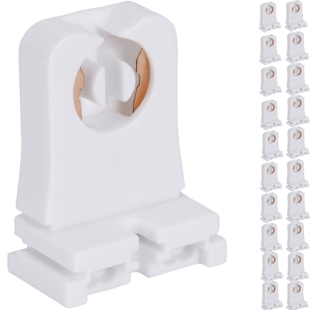 Non-shunted Turn Type T8 Lamp Holder JACKYLED 20-Pack UL Socket White
