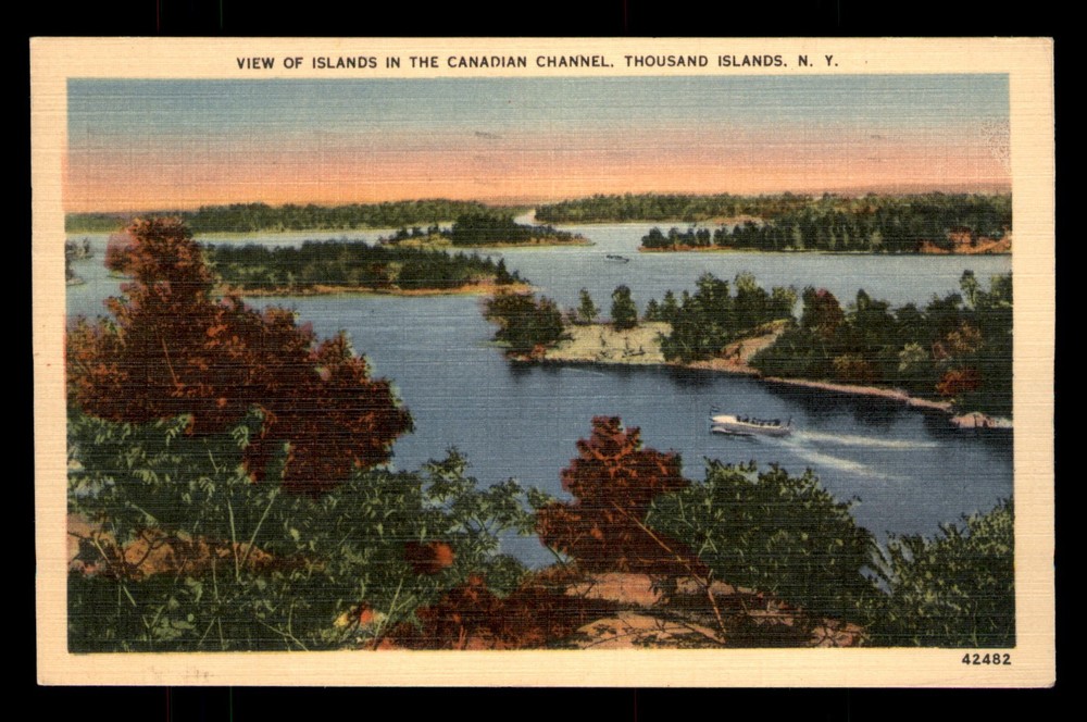 View Of Islands In The Canadian Channel Thousand Islands NY Posted Postcard