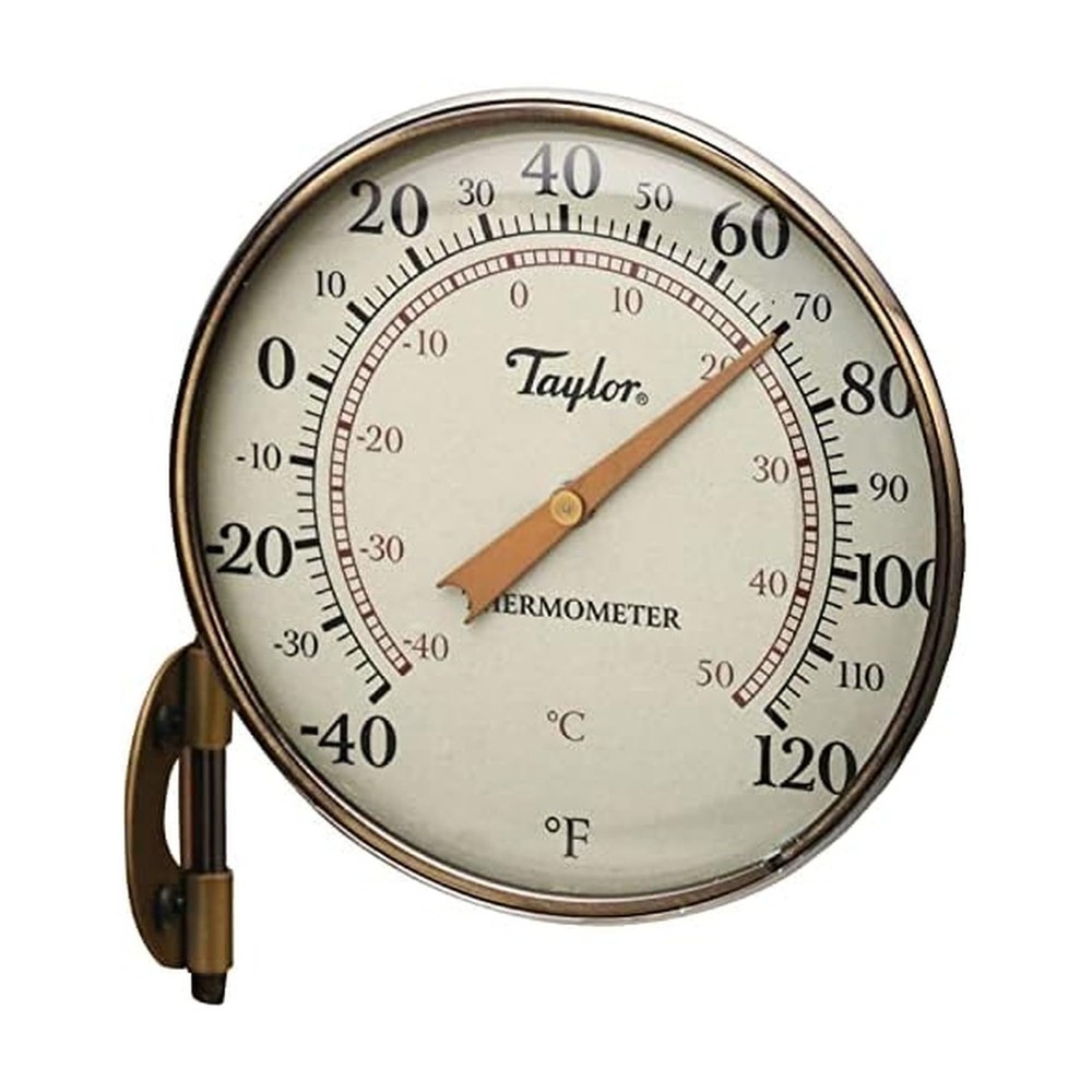 Taylor Heritage Metal Dial Thermometer, Easy to Read Numbers for Patio, Pool,...