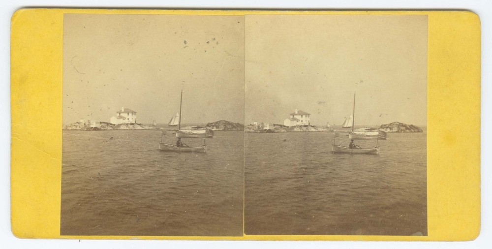 G5005~ RHODE ISLAND – Ida Lewis Light House & Sailing 1860s Stereoview –Williams