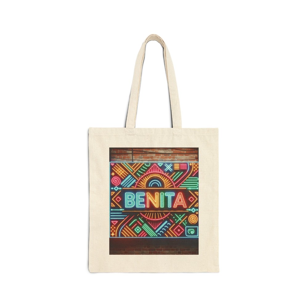 Personalized BENITA Neon Cotton Canvas Tote Bag for Everyday Use Gift