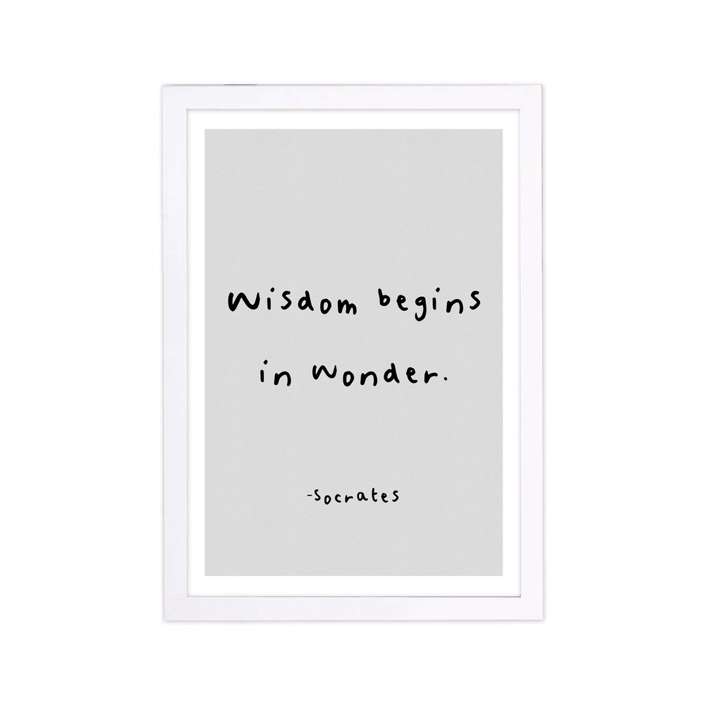Typography Framed Wall Art Prints 'Wisdom Wonder' Inspirational Quotes and Sa...