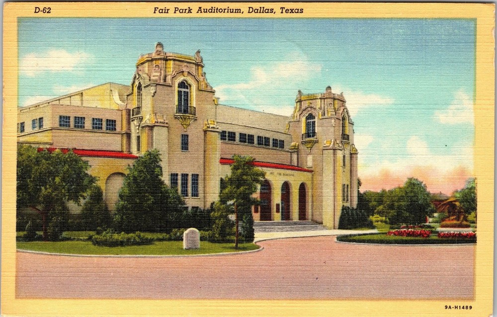 Dallas TX-Texas, Fair Park Auditorium, Exterior, Vintage Postcard