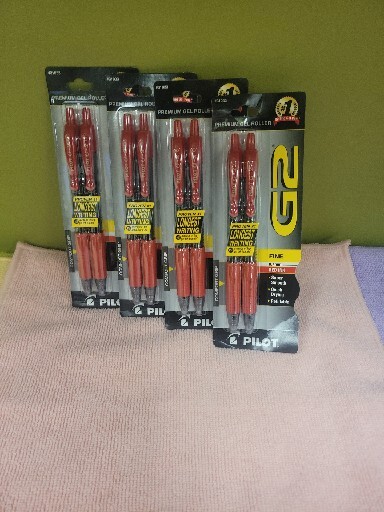 Lot of 4 Two-Pack PILOT G2 - Gel Rollerball Pens - RED INK - Fine 0.7mm  - New