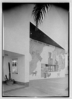 Modernage, business at Lincoln and Alton Rd., Miami Beach, Florida. Murals