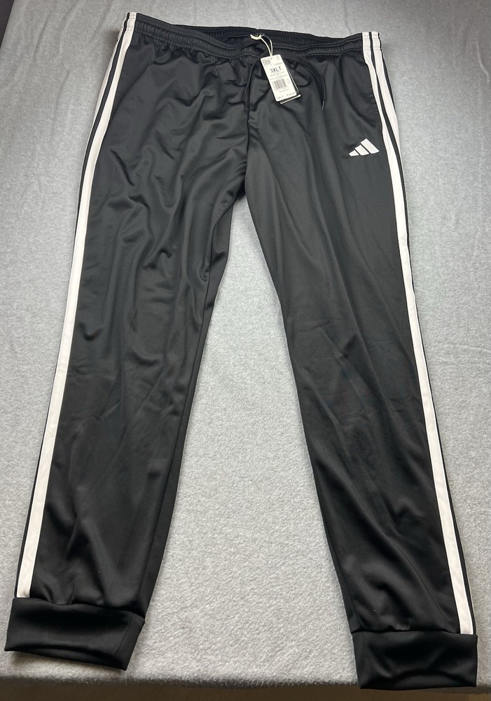 Adidas Track Pants Mens 2XLT Black 3 Stripe Joggers Athletic Training JI8809