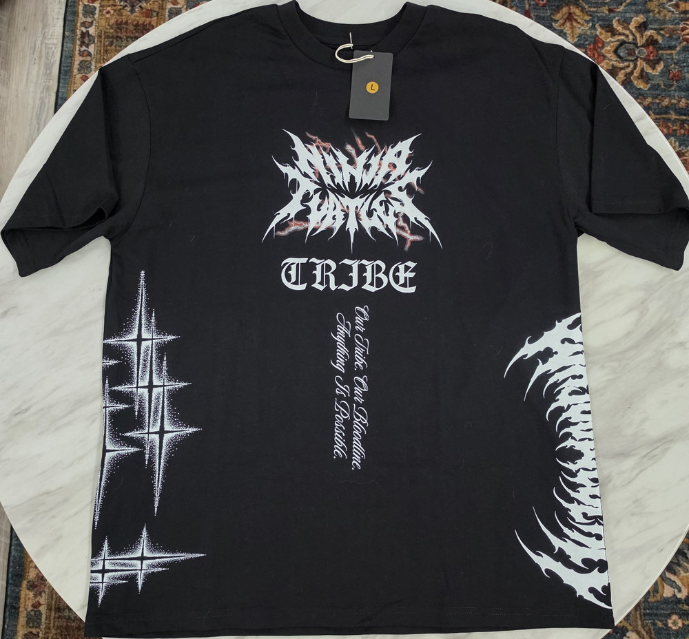 DECHIRE LIFESTYLE Tribe Shredder Graphic Black Men's T-Shirt Size L