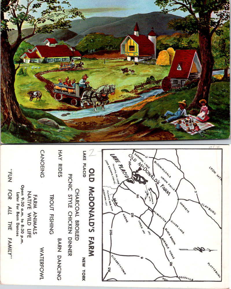 OLD MCDONALD'S FARM Lake Placid NY Unposted Vintage Old Postcard