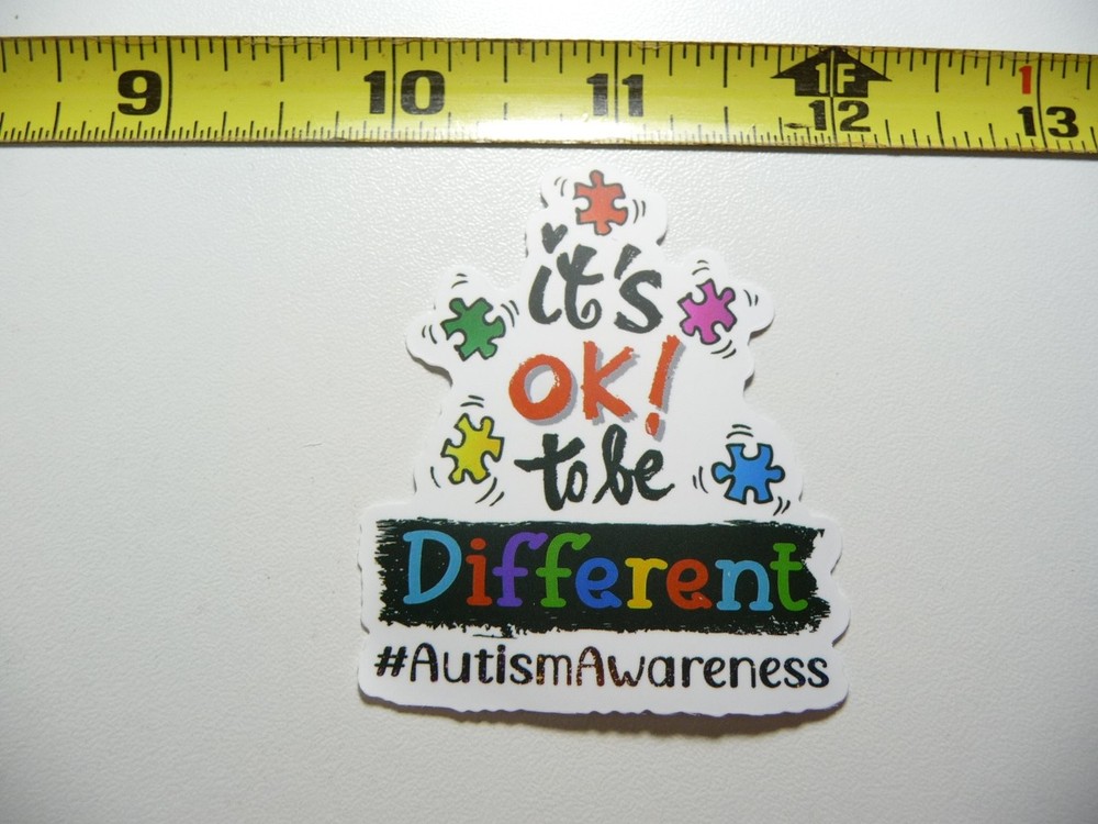 Autism awareness decal sticker celebrating differences with puzzle pieces