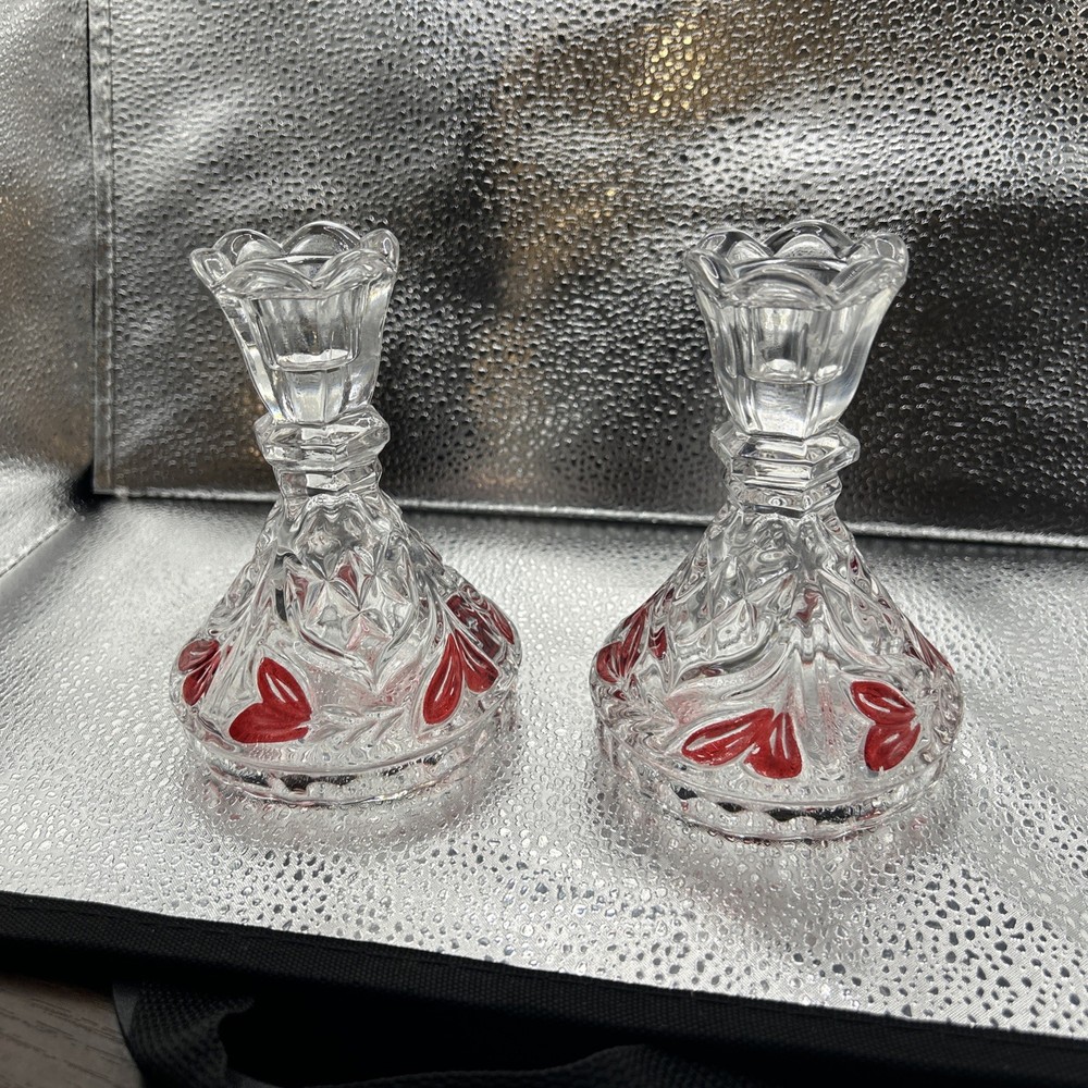 Anna Hutte Bleikristall Candle Holders 24% Lead Crystal Set of 2 - Germany