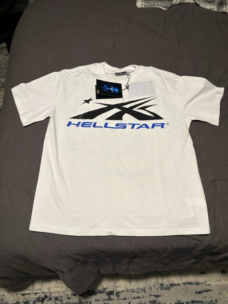 Hellstar Men's White Graphic Logo Crew Neck Short Sleeve T-Shirt Size S