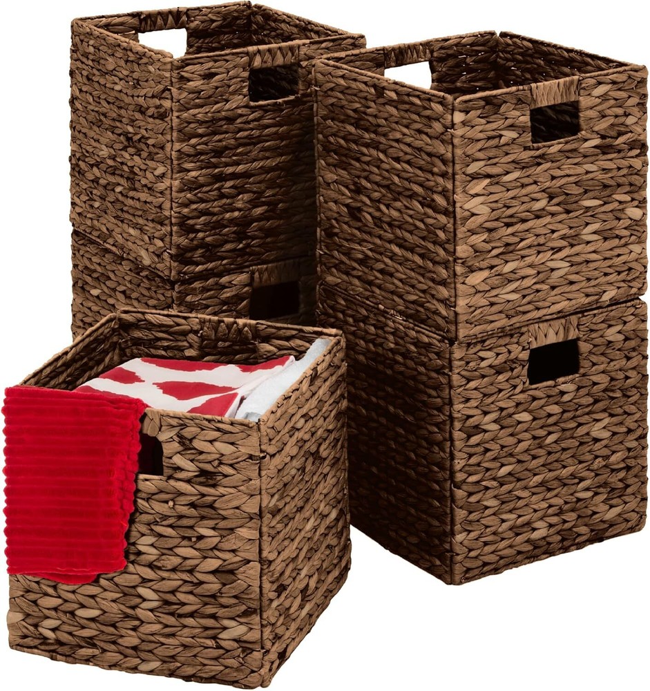 Best Choice 10.5x10.5in Rustic Brown Hyacinth Baskets - Set of 5 Durable