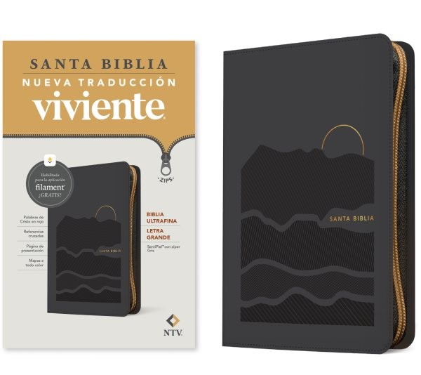 Holy Bible : Nueva Traduccion Viviente, Gris, Sentipiel, De Zíper Con Filamen...