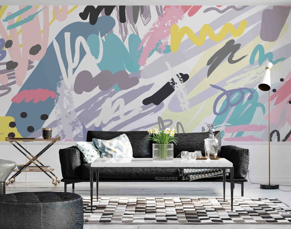 3D Abstract Color Graffiti Wall Murals Wallpaper Murals Wall Sticker-image