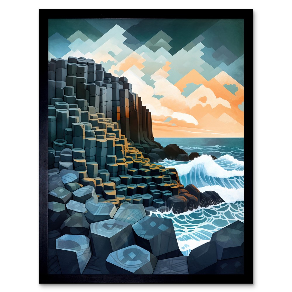 Giant's Causeway Northern Ireland Basalt Formations Framed Print Wall Art 12x16