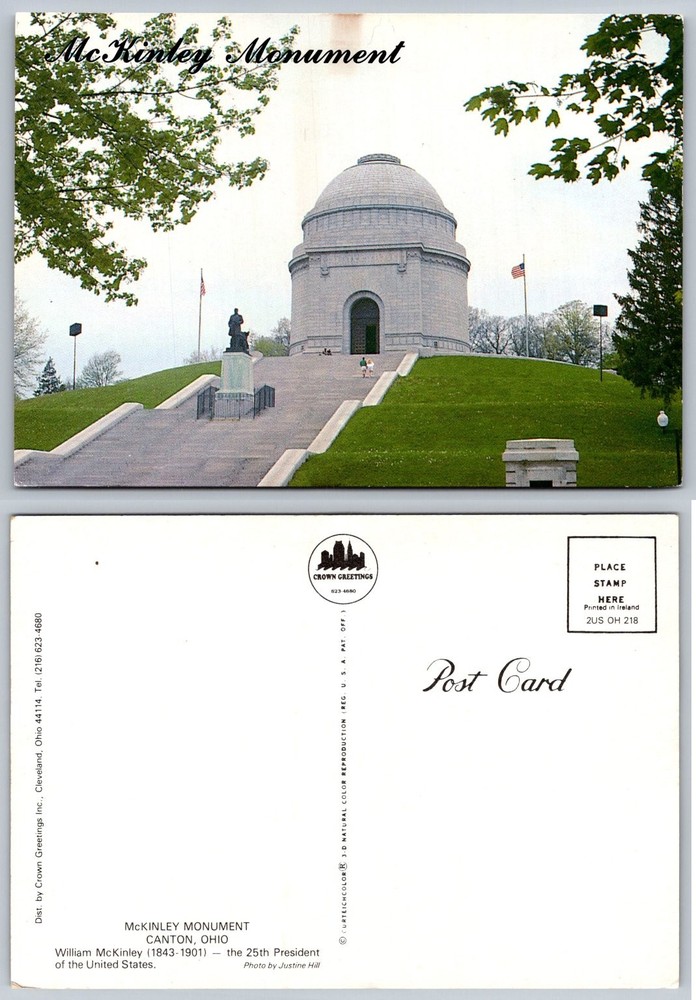 McKinley Monument Canton Ohio Postcard William McKinley President Crown