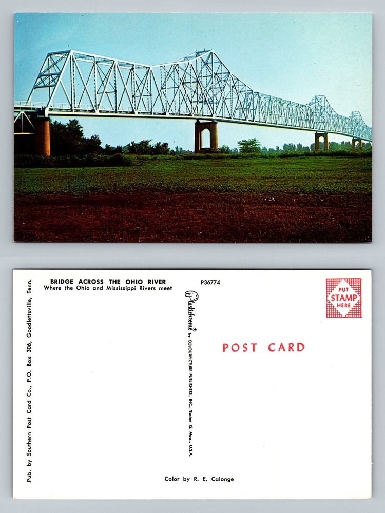 Golconda, IL-Illinois, Bridge Ohio River Mississippi Confluence Vintage Postcard