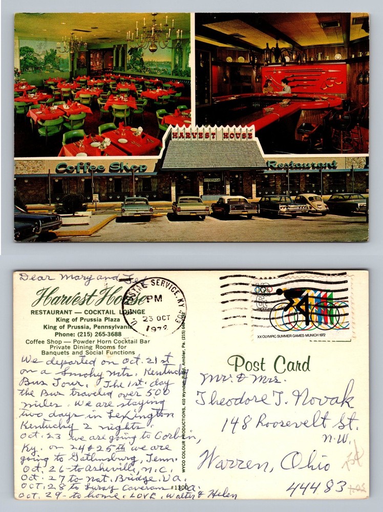 King of Prussia, PA-Pennsylvania, Harvest House Lounge Scene c1972 Postcard