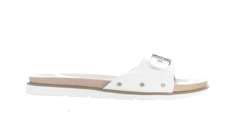 Dr Scholls Womens Nice Iconic White Slides Size 10 Comfort Sandals