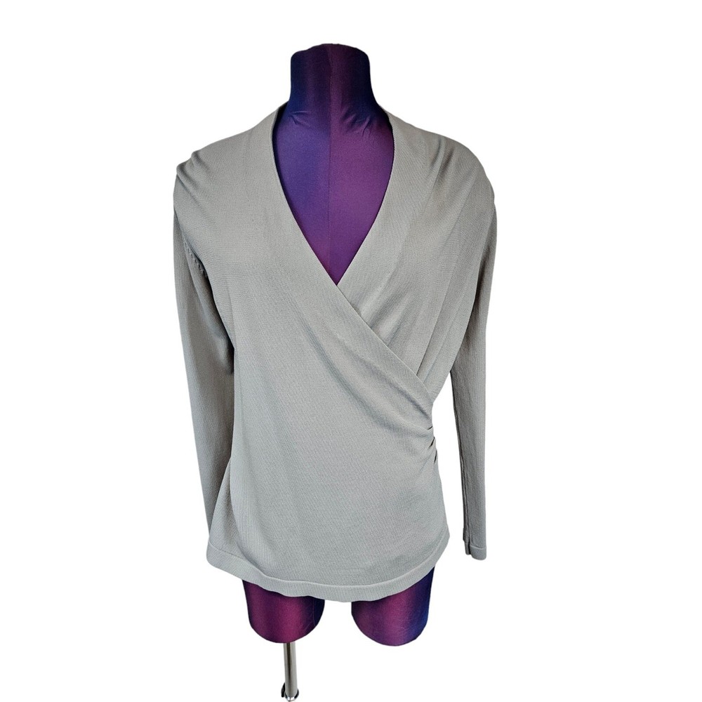 Joseph A Gray Stretch Faux Wrap Surplice Long Sleeve Top Size XL Women's S48