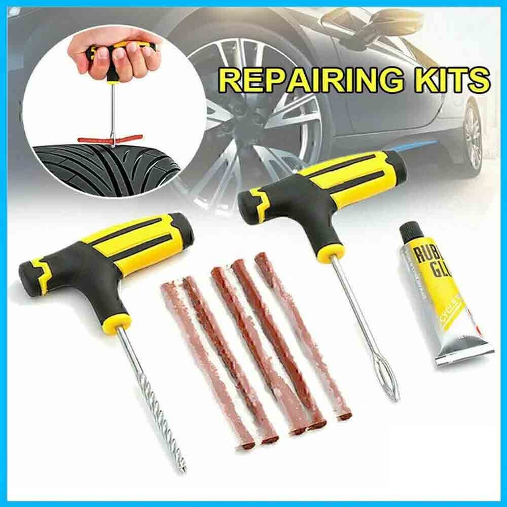 Car Tubeless Tire Puncture Repair Plug Repair Kit Needle Patch Fix Tools Set New