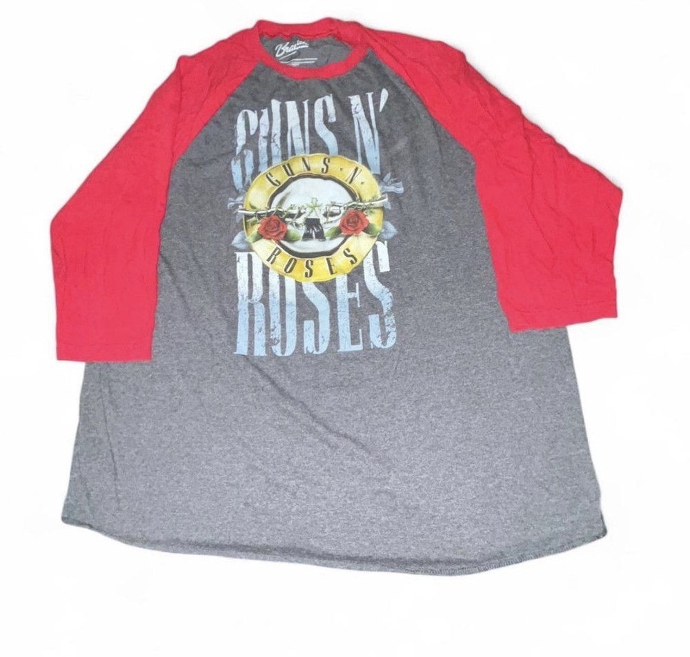 Guns N Roses Ringer T Shirt Mens XL Gray Red Rock Band Graphic Concert Tee