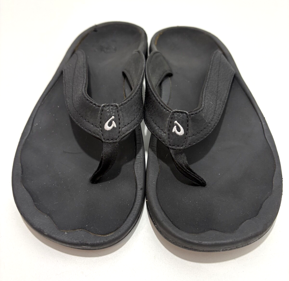 Olukai Ohana Womens Thong Sandals Flip Flops Black Size US 9