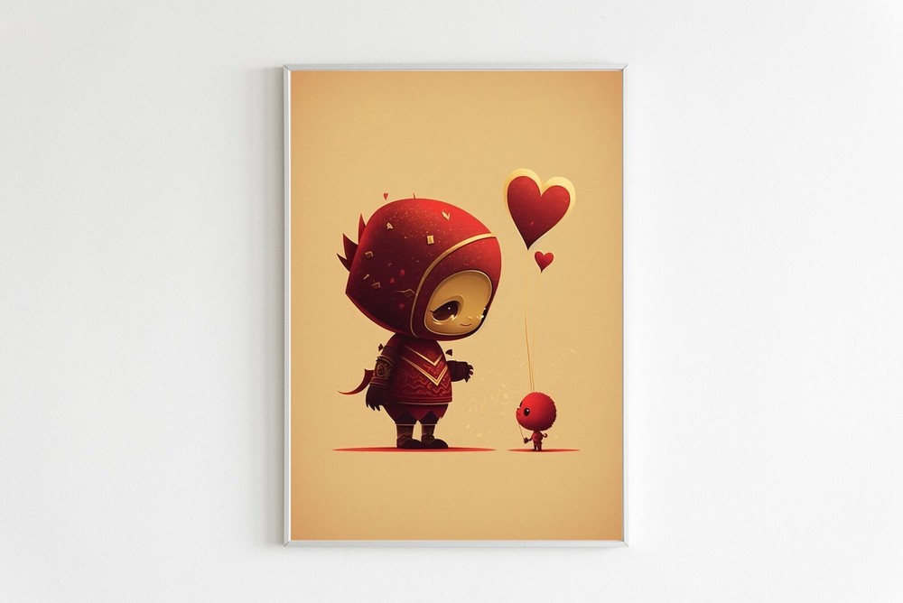Valentine Day Wall Art Print Printable Gift Wall Hanging Decor Modern 3d Poster