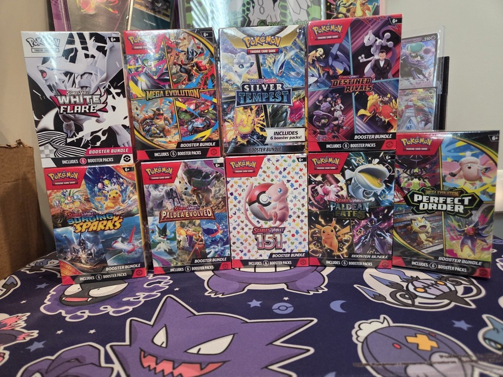Lot of 9 Pokemon TCG Booster Bundles Sealed: 151, Destined Rivals, Paldean Fates