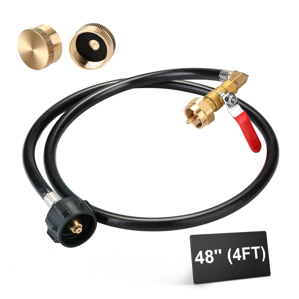 Propane Refill Adapter Hose, for 1 LB Propane Gas Tank, 48 Inch Propane Exten...