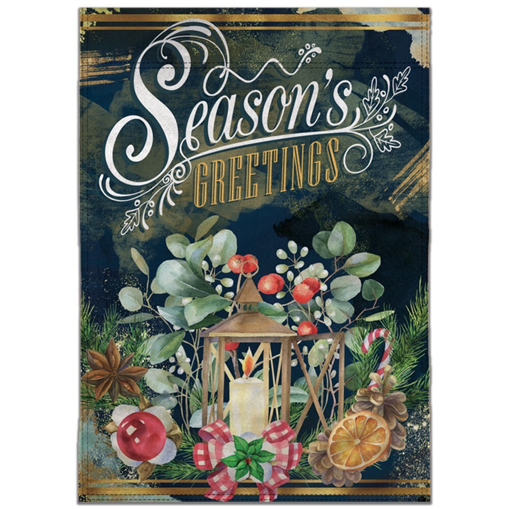 Season’s Greetings Candle Garden Flag 12x18in Double-Sided Xmas Flag Yard Porch