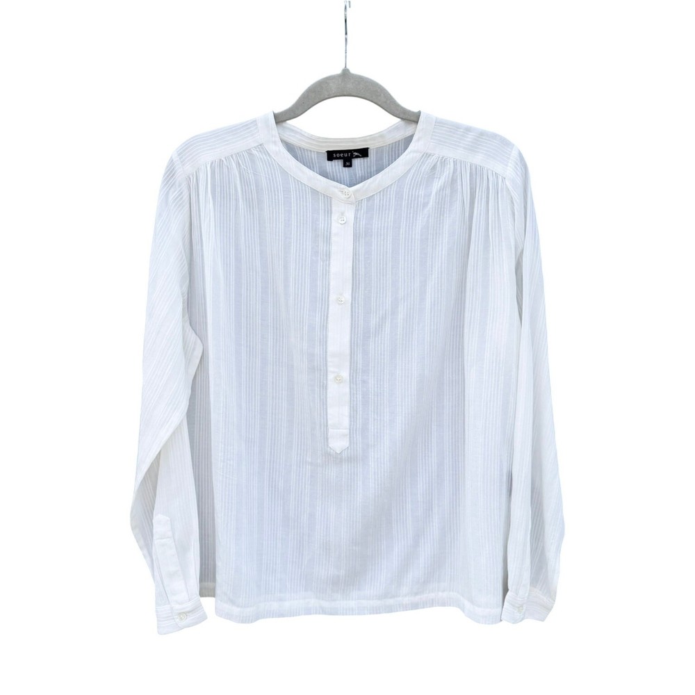 SOEUR Birdy Blouse Ivory Button Up Shirt 36 Small S