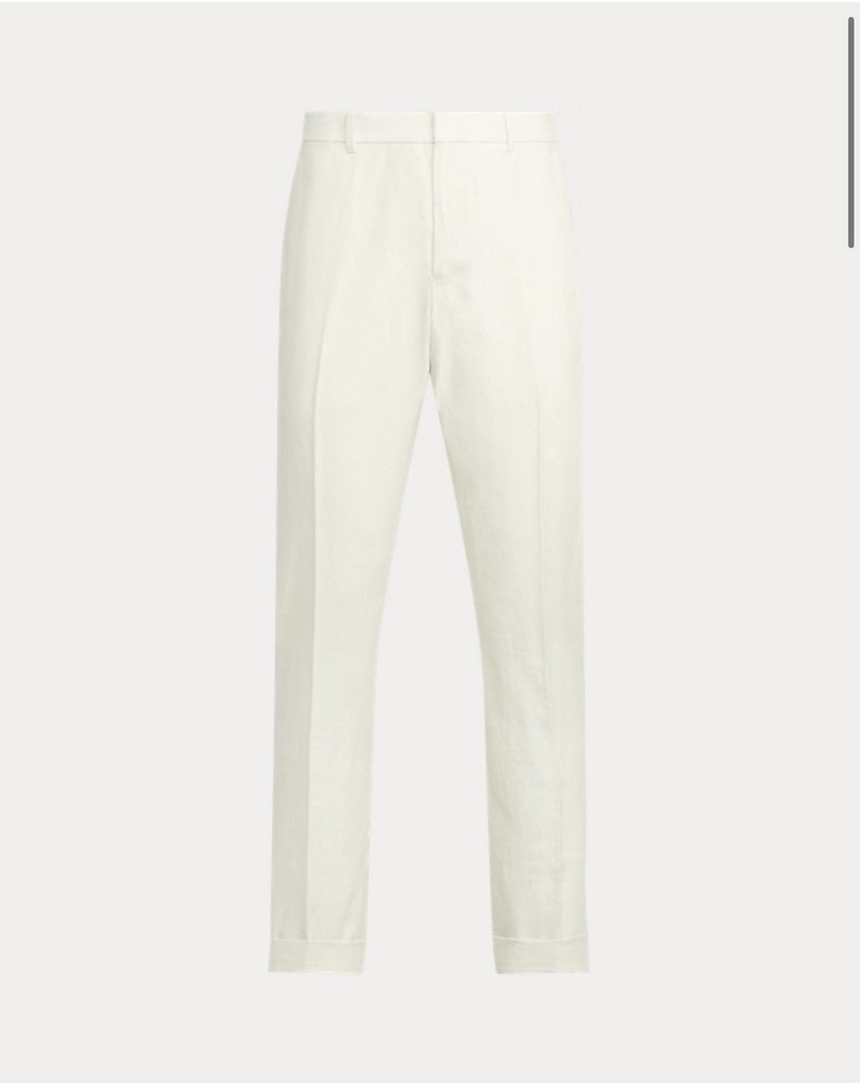 Polo Ralph Lauren Linen Suit Trousers Slim Fit 34x32 Cream
