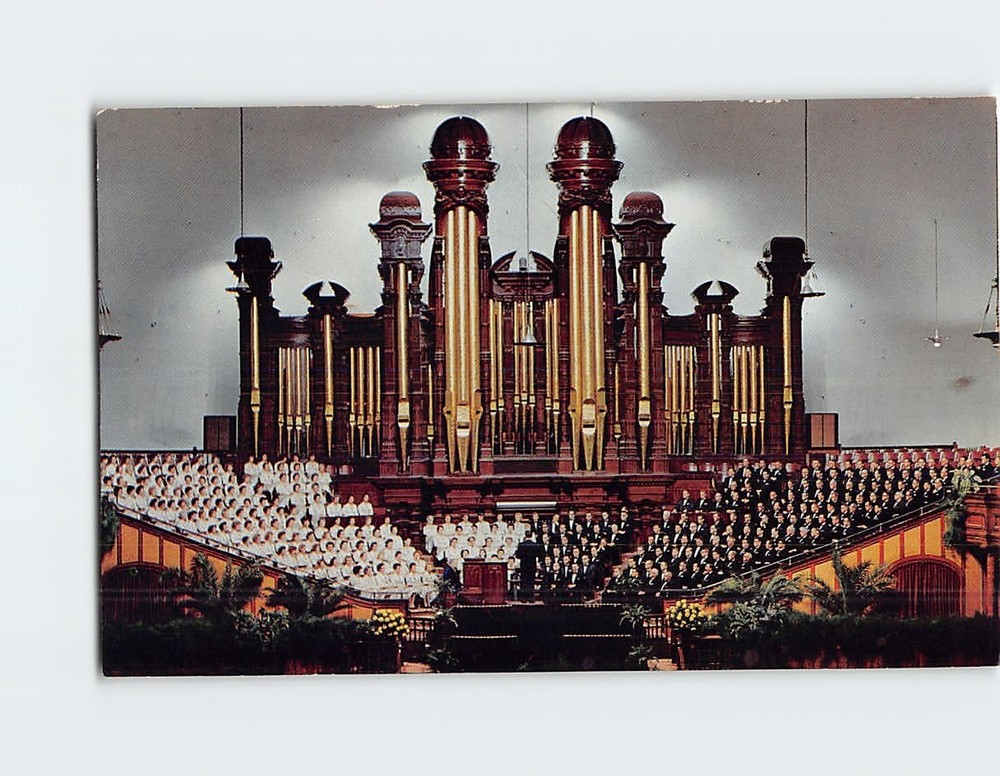 Postcard Interior Of Mormon Tabernacle Temple Square Salt Lake City Utah USA
