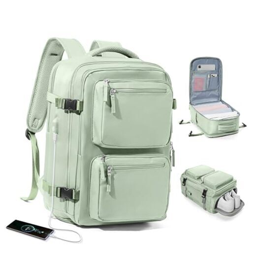 Stylish Matcha Green Flight-Approved Laptop Backpack for Men and Women