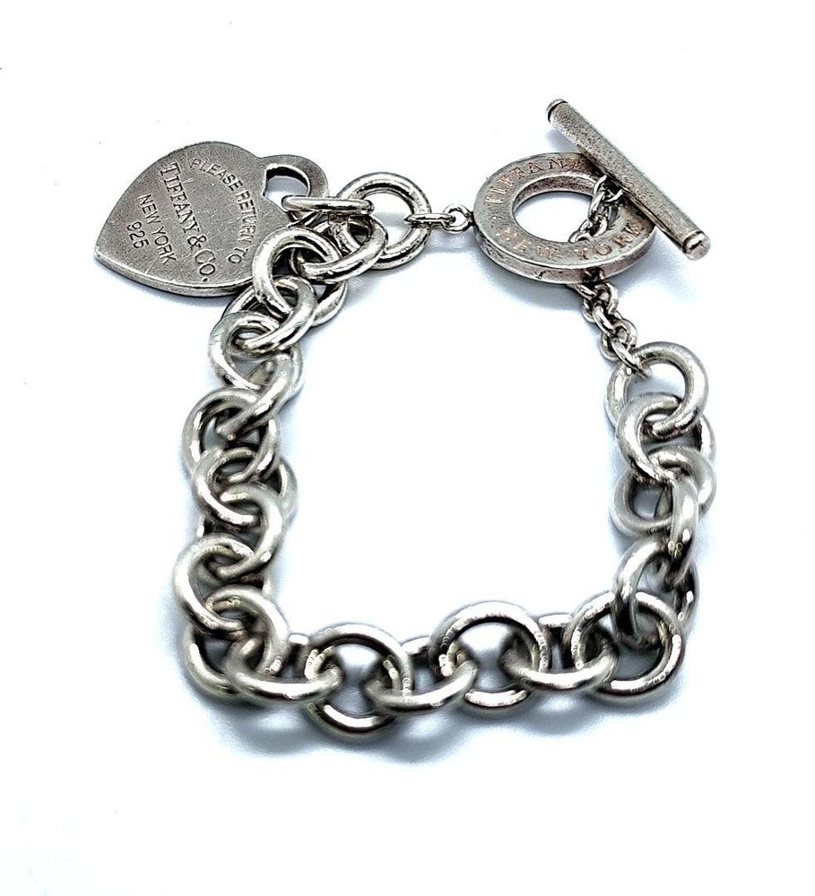 Tiffany Full Heart Tag Toggle Bracelet New Condition