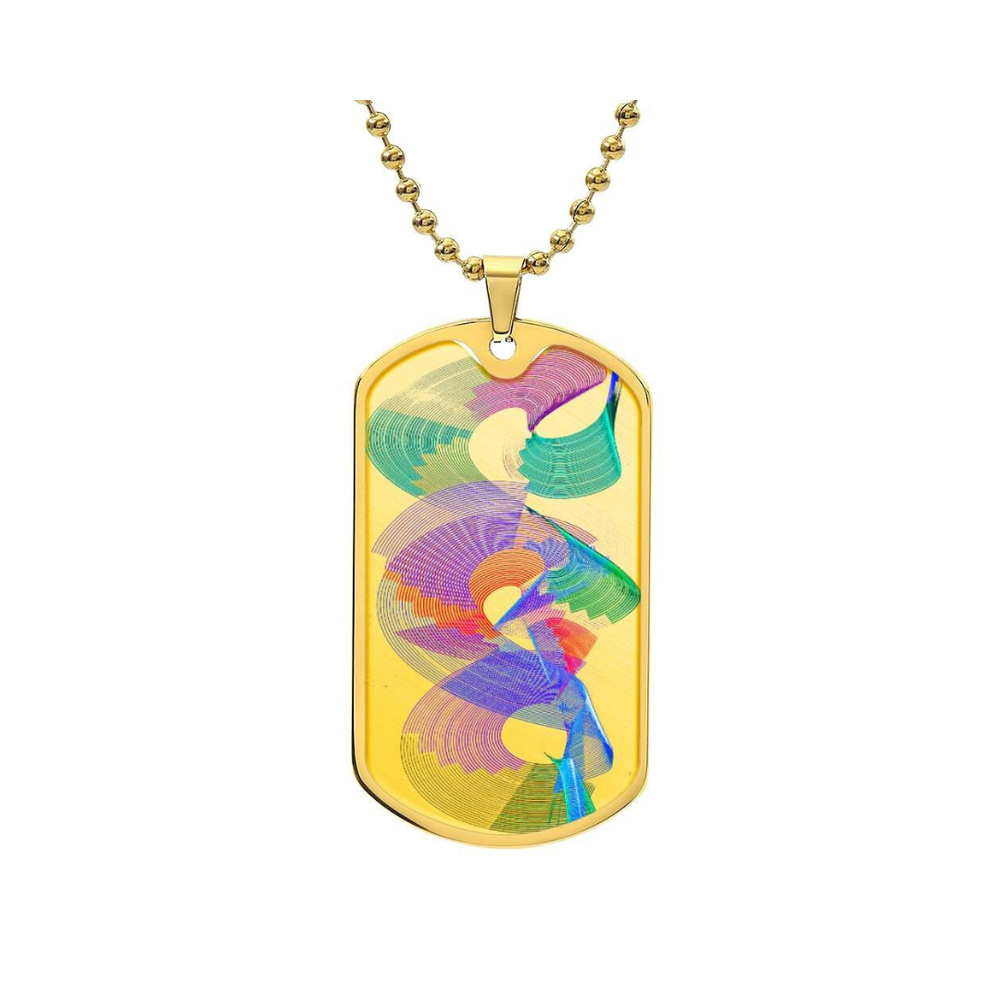 Graphic Dog Tag Pendant + Necklace - Abstract Colorful Painting-image