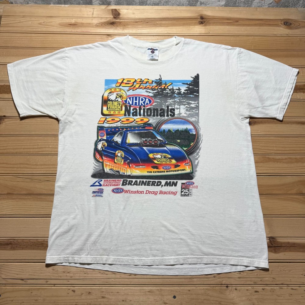 Vintage 1999 Annual NHRA Nationals Winston Drag Racing Brainerd MN T-Shirt - XL