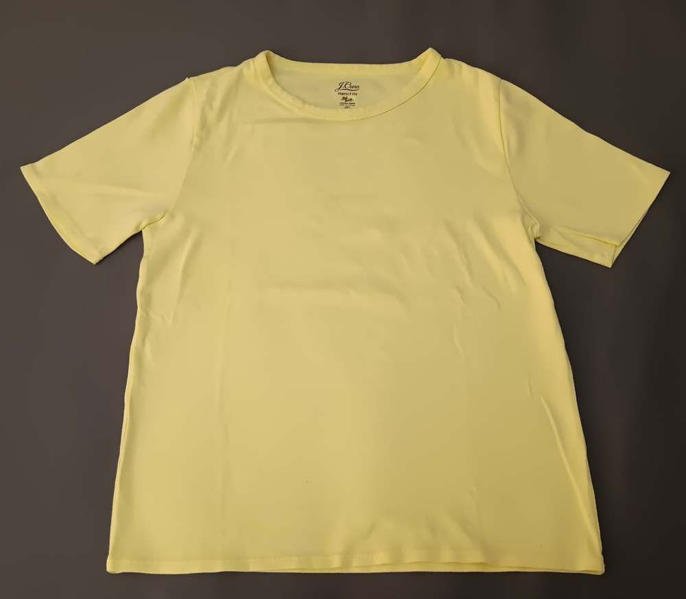 J CREW  Yellow  Women's Perfect Fit T Shirt Cotton Short Sleeve Size XL EUC