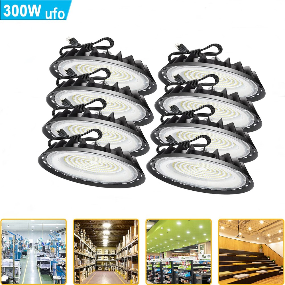 8 Pack 300W UFO Led High Bay Light Shop Industrial Commercial Factory Warehouse