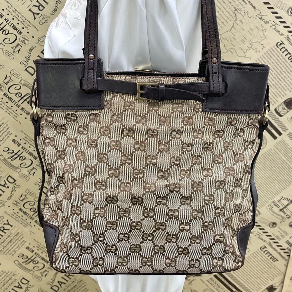GUCCI GG Canvas Beige Tote Bag Authentic G04223299