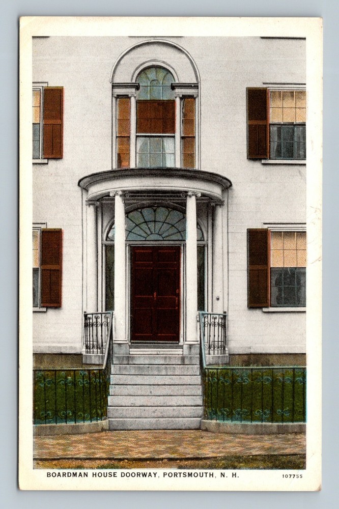 New Hampshire Postcard BOARDMAN HOUSE Colonial Doorway Portsmouth