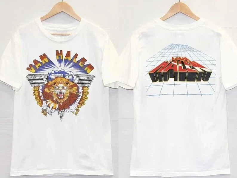 Van Halen Live 1982 Diver Down Tour T-Shirt, 1982 Van Halen Lion Logo T-Shirt