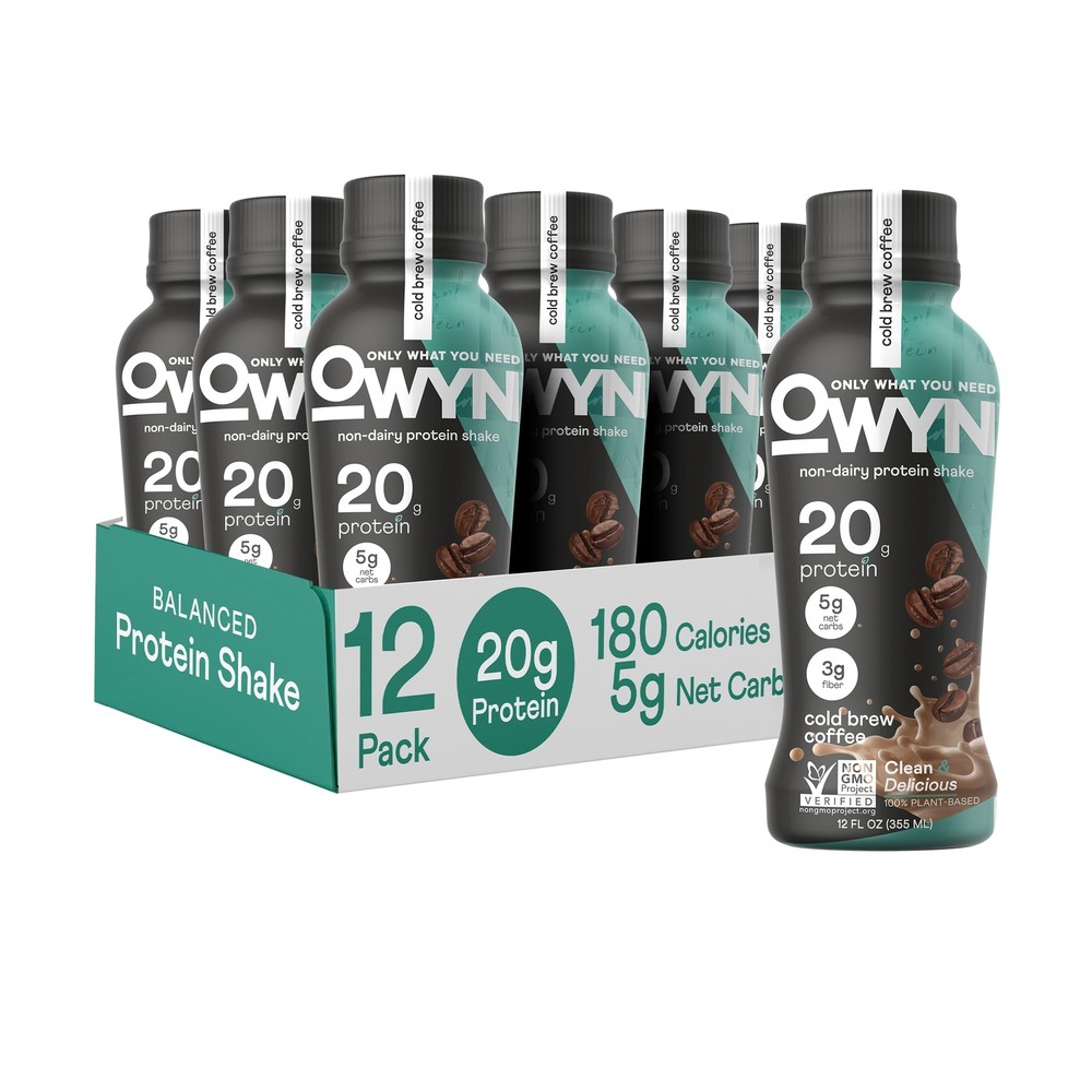 Vegan Plant-Based Protein Shake, Cold Brew Coffee, 12 Pack, with 20g Plant Pr...