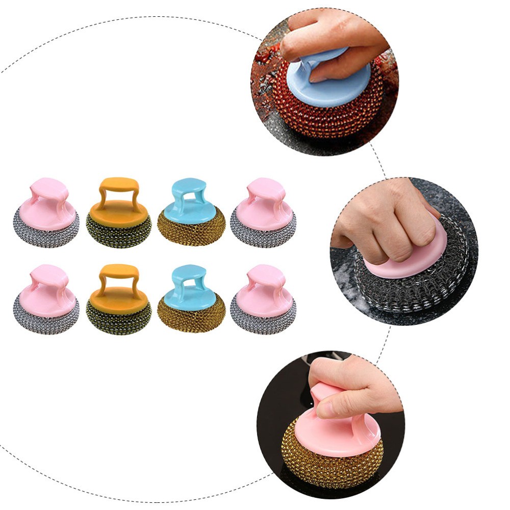 8pcs Practical Washing Brush Steel Wire Ball Cleaning Tool for Restaurant